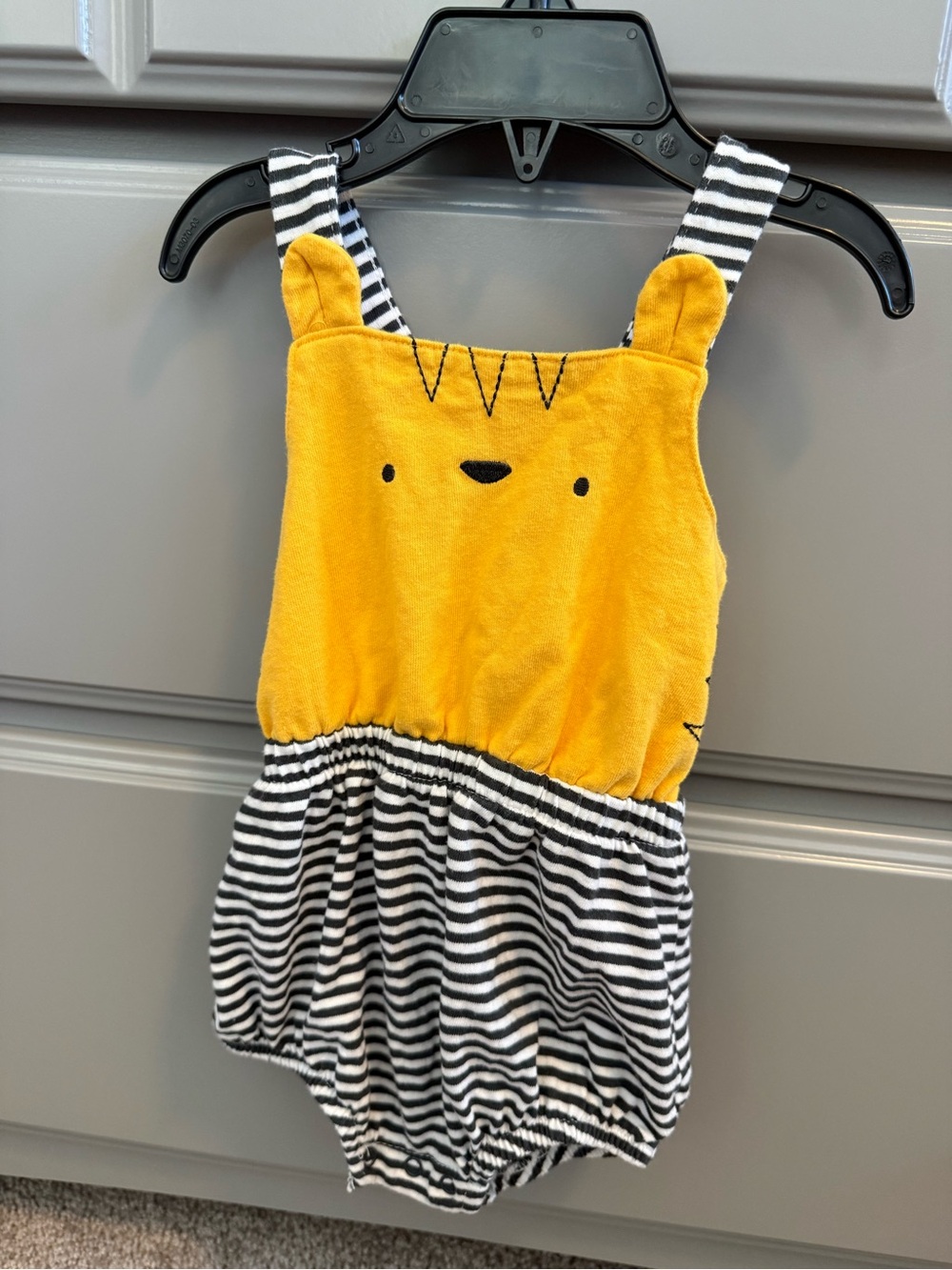 Cat & Jack Baby Striped Black White and Mustard Yellow Overalls 6-9m